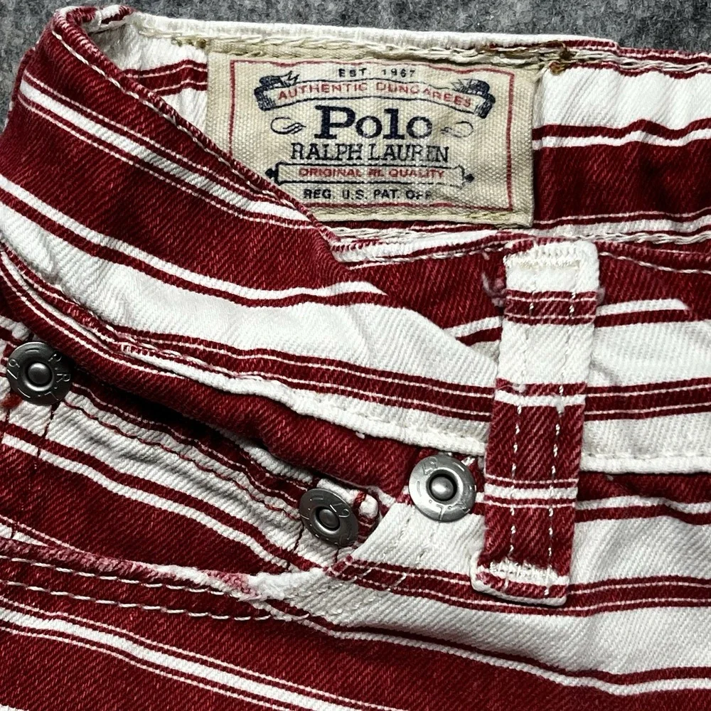 Polo Ralph Lauren Denim Shorts Girls 5 Red White Striped Designer Preppy